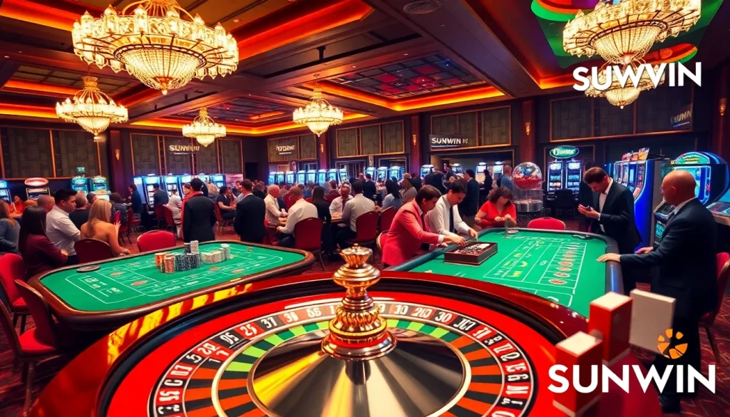 Experience the excitement at SUNWIN with players mastering roulette and betting big at the casino.